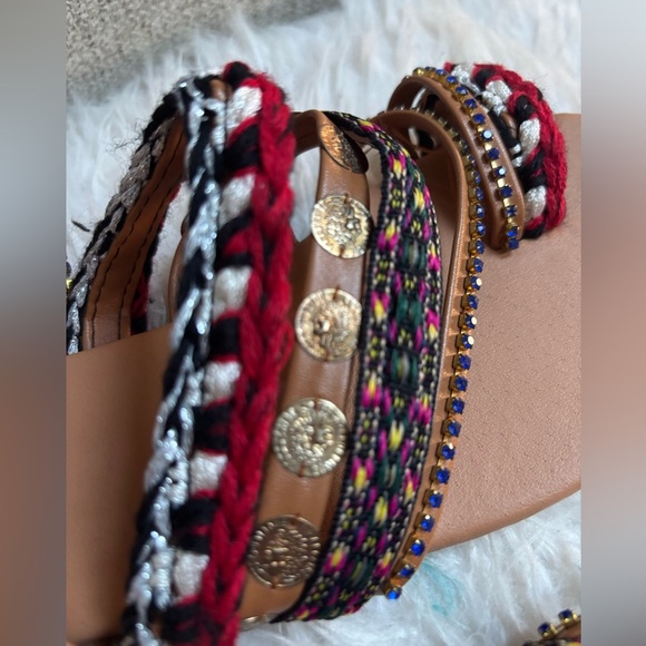 WYGWIG Boho Multicolor Strappy Open Toe Sandals Summer Casual Beach Sz 7.5 NWOT - Picture 3 of 7